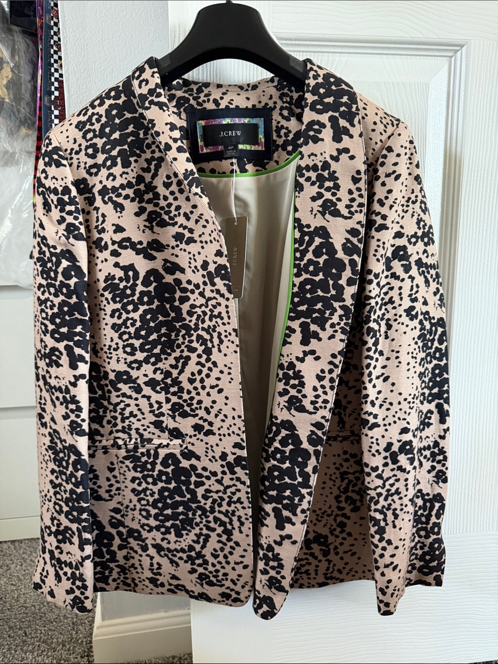 J. Crew Tan and Black Leopard-Print Open Front Blazer